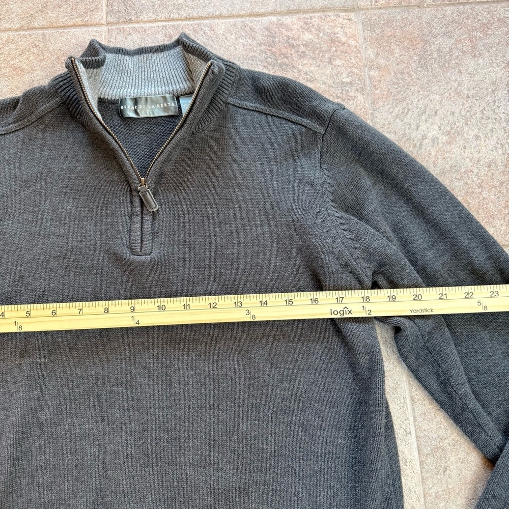 Oscar de la Renta Charcoal Quarter Zip-Up Men’s Sweater Size Medium - Picture 7 of 8